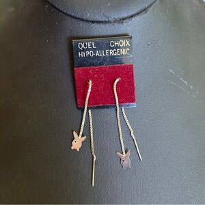 DEADSTOCK 1980’s VINTAGE SILVER PLATED PLAYBOY PULL THROUGH EARRINGS